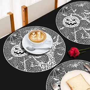 Set de table creux Halloween PVC rond napperon isolant thermique antidérapant déco.