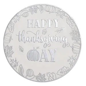 Round PVC hollow placemat with Thanksgiving pumpkin and maple leaf design for dining table decor.