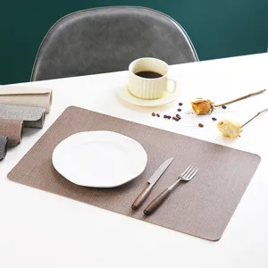 Waterproof PU leather placemat European style solid color heat resistant table mat for dining room
