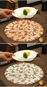 PVC gold-stamping butterfly placemat hollow table mat heat-resistant waterproof ins style