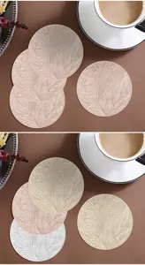 Nordic luxury PVC feather coaster hollow heat insulation mat waterproof washable table decor