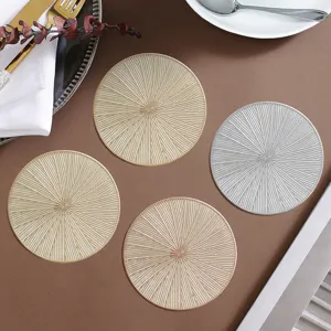 Nordic luxury PVC hot stamping round coaster heat insulation washable waterproof tabletop mat.