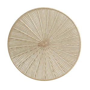Nordic luxury PVC hot stamping round placemat, stylish heat-resistant waterproof coaster.