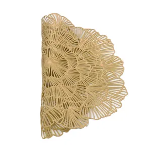 Gold hollow PVC placemat heat insulated anti-slip table mat for home dining table coffee