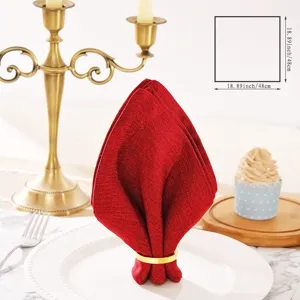 Red linen fabric cloth dinner napkin for wedding party hotel table decor size 48x48cm