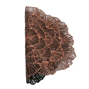 PVC hollow placemat copper color heat resistant table mat coffee decor new chinese style