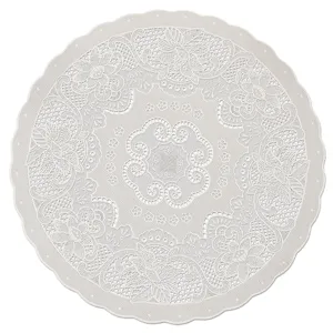 Runde hohle PVC-Spitzen-Tischmatte, minimalistische hitzebeständige rutschfeste Tischdeko.