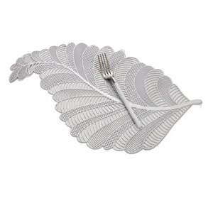 Grey hollow feather placemat PVC heat insulation table mat modern kitchen dining table decor