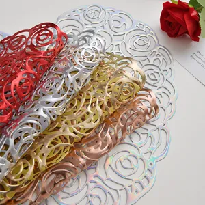 PVC Placemat Hollow Heart Rose Table Mat Waterproof Heat Resistant Nordic Style Table Decoration for Dining Room Kitchen