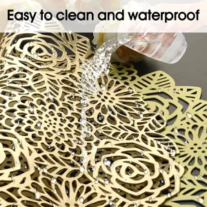 Gold rose hollow PVC placemat waterproof oilproof heat resistant dining table mat main view