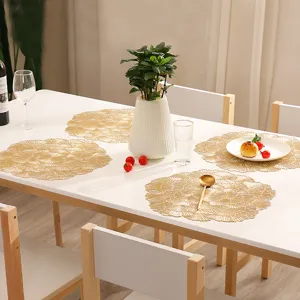 New Chinese Style PVC Hollow Placemat Heat Insulation Non-Slip Table Mat Coffee Table Decorative Mat Floral Pattern
