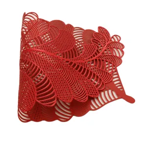 Red hollow PVC placemat, washable heat insulation table mat for dining room kitchen decor