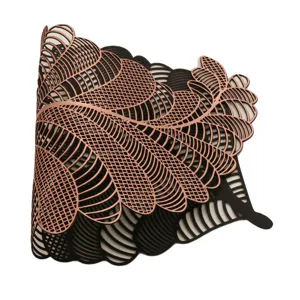Hollow PVC bronzing placemat Nordic leaf pattern table mat heat-insulating washable dining mat