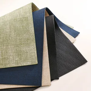 Double-sided PU leather placemat detail showing multiple premium colors and textures.