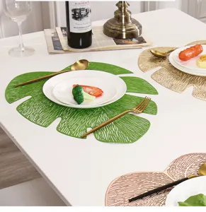 PVC hollow gold stamping leaf placemat Nordic luxury minimalist dining table decor mat