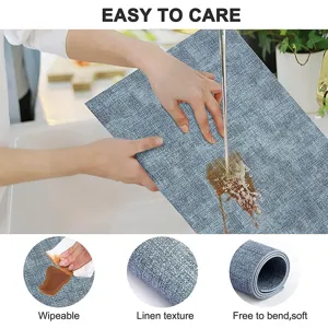 Waterproof PU leather placemat, durable rectangular table mat with linen texture, easy to clean.