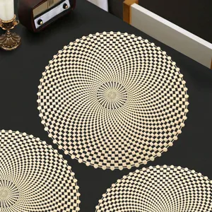 Set de table creuse nordique rond or PVC isolation thermique table a manger decor cuisine style