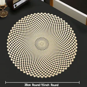 Set de table rond ajouré en PVC, nappe dorée métallique, tapis de décoration résistant à 38cm.