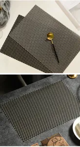 PVC woven placemat detail showing texture, heat resistant and waterproof design for table.