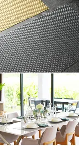 PVC woven placemat detail shot, luxury style waterproof and heat-resistant dining table mat.