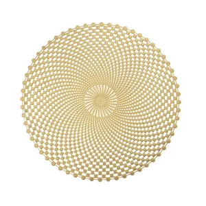 Set de table rond en PVC doré ajouré pour table à manger, tapis isolant style nordique.