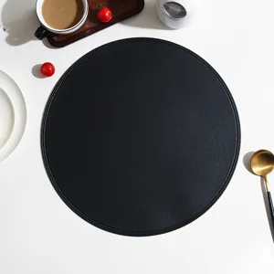 Round leather placemat waterproof oilproof heat insulation minimalist table mat for dining