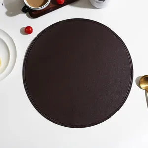 Round leather placemat waterproof heat insulation pad European style table mat for dining room