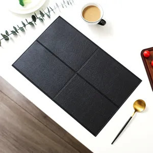 Nordic minimalist black leather placemat rectangular heat insulation table mat for dining