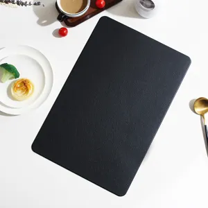 Black leather placemat rectangular heat resistant table mat modern minimalist dining pad