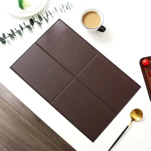 brown faux leather placemat grid design heat resistant table mat kitchen dining decor