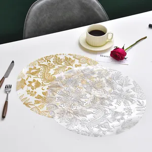 Nordic gold-stamped PVC waterproof placemat, heat-resistant table mat for dining room.