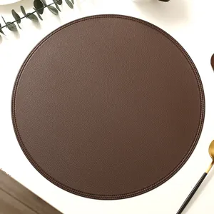 Round Leather Placemat Waterproof Oil-Proof Heat-Insulating Table Mat Solid Color Modern Minimalist Dining Table Decor