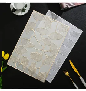 PVC ginkgo leaf placemat rectangular table mat heat-insulating anti-scald dining table decor pad