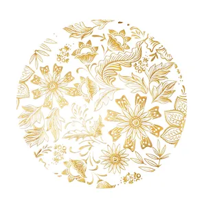 Nordic luxury gold foil PVC waterproof placemat, elegant floral heat-resistant table mat.
