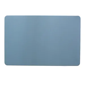 Blue leather rectangular placemat, minimalist heat-resistant table mat for dining room decor.