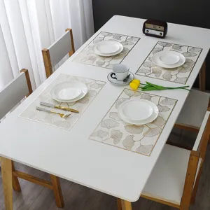 PVC ginkgo leaf placemat heat resistant rectangle table mat for home dining decor