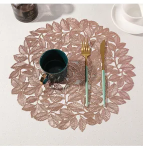 Tovaglietta rotonda con motivo a foglia cava resistente al calore decorazione elegante