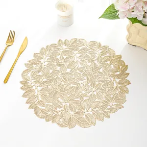 Tovaglietta in PVC con Foglia Traforata Creativa Isolamento Termico Antiscottatura Tovaglia Rotonda Decorazione Tavolo da Pranzo