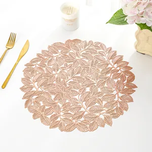 Elegante tovaglietta rotonda con foglie cave oro rosa tappetino termico per tavola decor