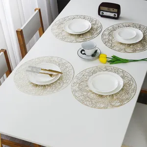 Runde PVC Goldbronze Platzset Hitzebeständige Tischmatte stilvolles Esszimmer Dekor Geschirr Pad.