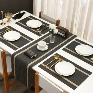 Tovaglietta e Corridoio da Tavola in PVC Tessuto Resistente al Calore Impermeabile Resistente all'Olio Moderno Minimalista Tappetino Decorativo per Tavolo da Pranzo