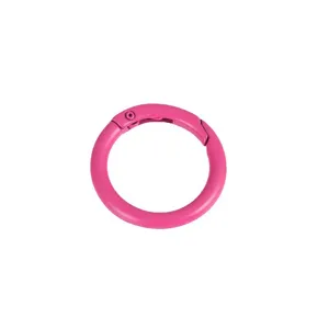 Anillo de resorte de metal rosa mosqueton redondo cierre de gancho para llavero DIY