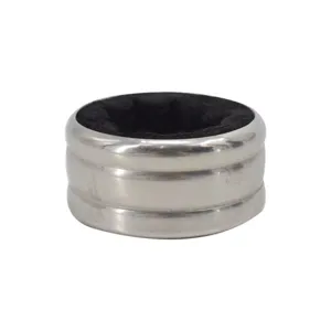 Stainless steel wine drip ring with black velvet inner lining for standard bottles main view
