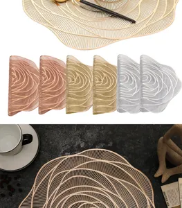 Hollow PVC gold-stamped rose placemat, waterproof heat insulation table mat Nordic style.