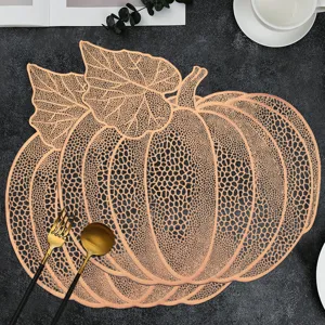 Nordic hollow PVC pumpkin placemat, elegant table mat for dining room, waterproof table decor.