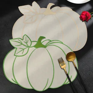Pumpkin fabric placemat embroidery table mat kitchen dining decor waterproof washable pad
