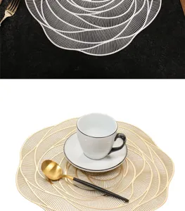 Hollow rose PVC placemat waterproof oil-proof heat resistant Nordic dining table mat decoration.