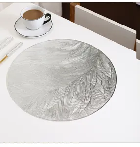 Ronde PVC veren placemat, waterdichte en oliebestendige eettafelmat voor huiselijke keuken.