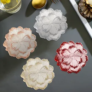 PVC flower shape coaster heat resistant Nordic style table mat waterproof washable set