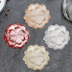 PVC flower coaster set, Nordic luxury heat-resistant table mat, waterproof and washable.